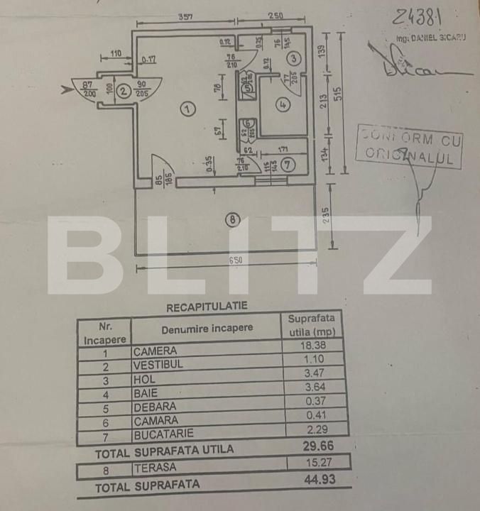 Garsoniera 30 mp + Terasa panoramica 15 mp, etaj 9, aproape de Metrou Favorit