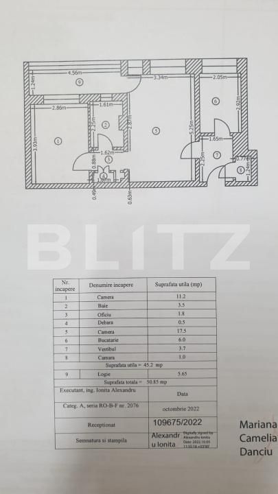 Apartament cu 2 camere, 45 mp, finisat, priveliște panoramică Apusului