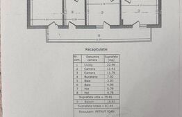 Apartament de 3 camere, 71 mp utili, zona Brancoveanu
