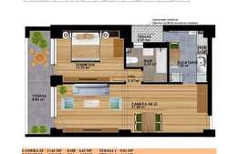 Apartament 2 camere, terasa, 52 mp, zona Vitan