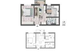 Vanzare apartament de 2 camere, 41.40 mp utili, balcon!