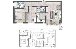 Apartament 3 camere, 67 mp, balcon, imobil nou, zona Ozana