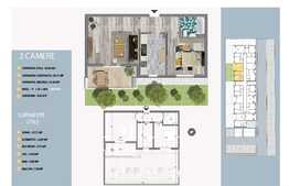 Apartament de 2 camere, 56.86 mp utili, gradina de 52.46 mp