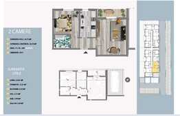 Apartament de 2 camere, 54.75 mp utili, balcon!