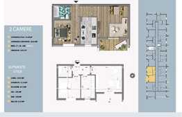 Apartament decomandat, 2 camere, 53.38 mp, balcon de 6.25 mp!