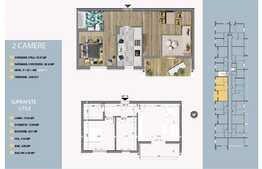 Apartament de 2 camere, 55.97 mp, balcon 6.90 mp, orientare Sud Est