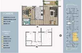 Apartament de 2 camere, 57 mp utili, balcon, zona Ozana