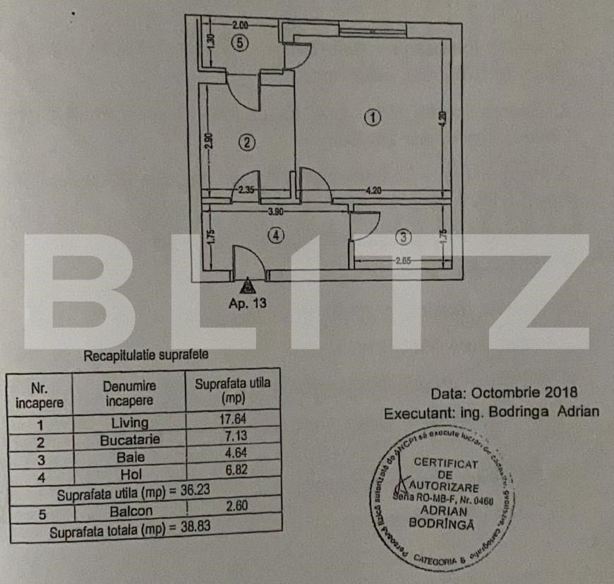 Garsonieră de 36 mp, ansamblu rezidențial, zona Lujerului