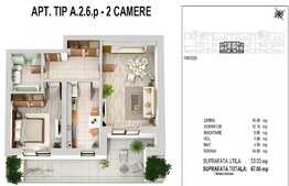 Apartament 2 camere 53.05 mp si terasa 14.00 mp, zona Militari