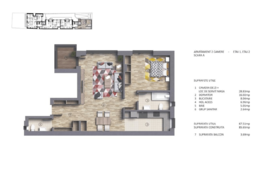 Apartament 2 camere, 67.51 mp, balcon 3.69 mp, zona Polona