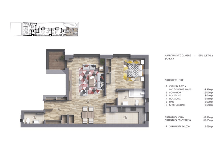 Apartament de vânzare 2 camere Stefan cel Mare - 68316AV | BLITZ București | Poza1