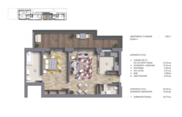 Apartament 2 camere, 59 mp, terasa, zona Polona