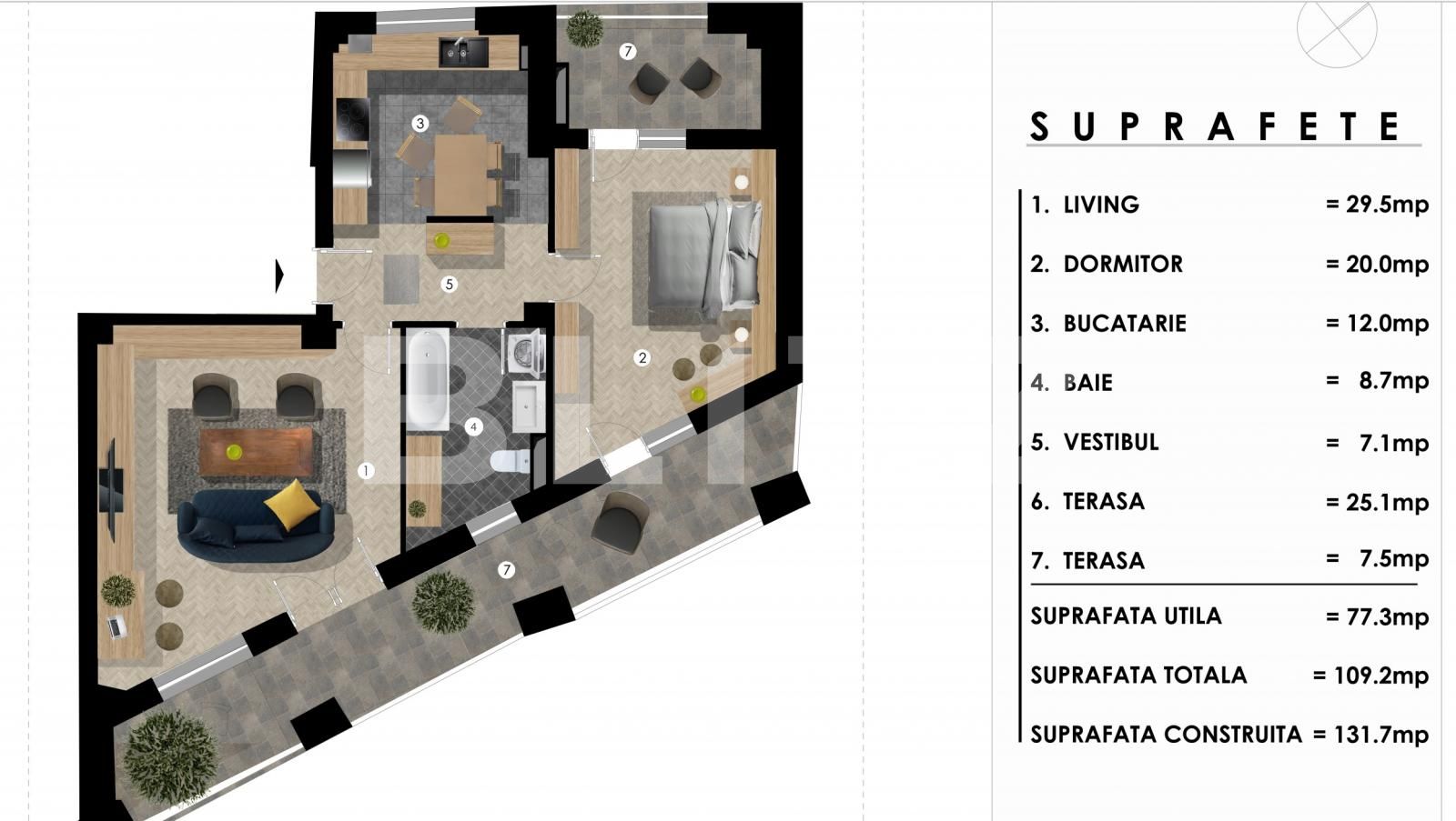 Apartament 2 camere, 110mp, zona Nerva Traian 