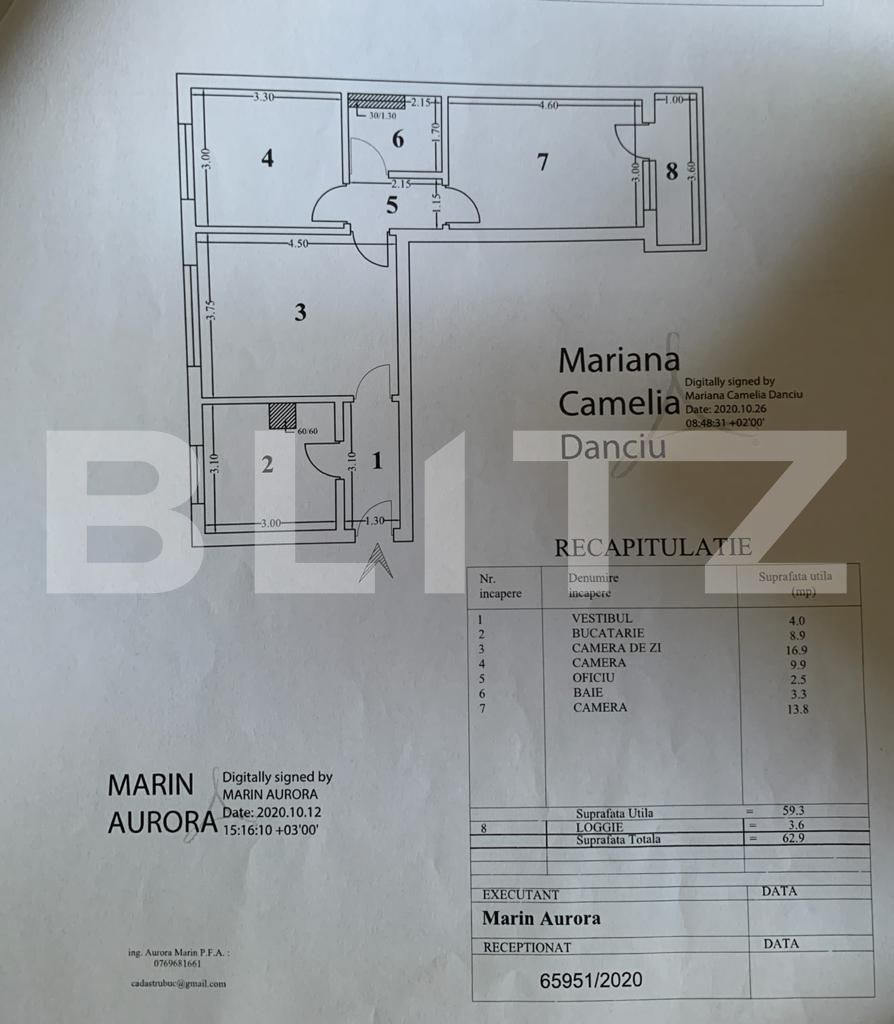 Apartament 3 camere, 60 mp, balcon, Vatra Luminoasa 