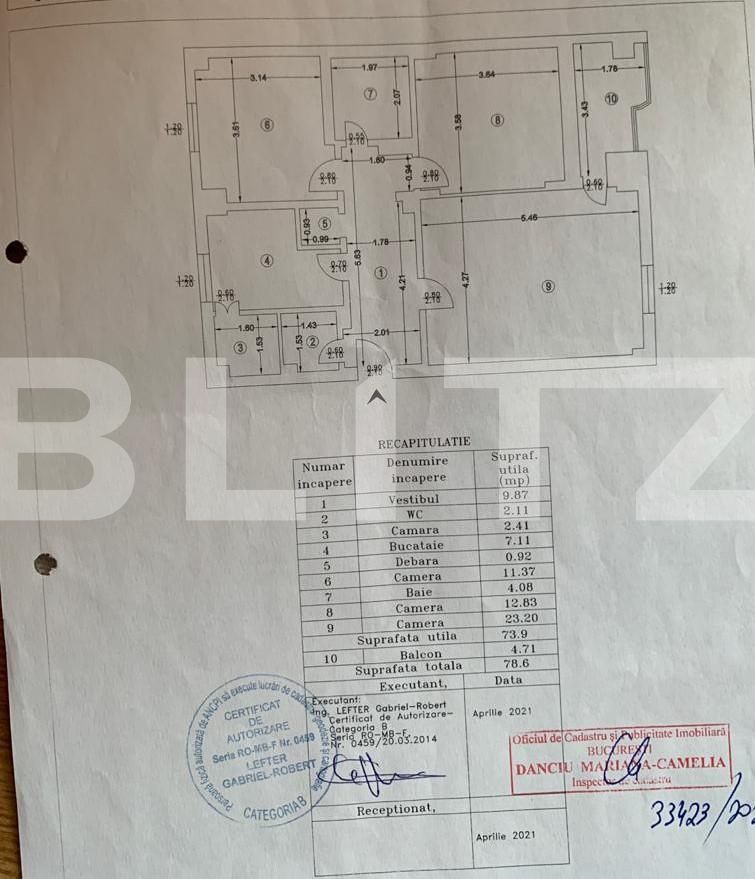 Apartament de 3 camere, 73 mp, decomandat, zona Muncii!