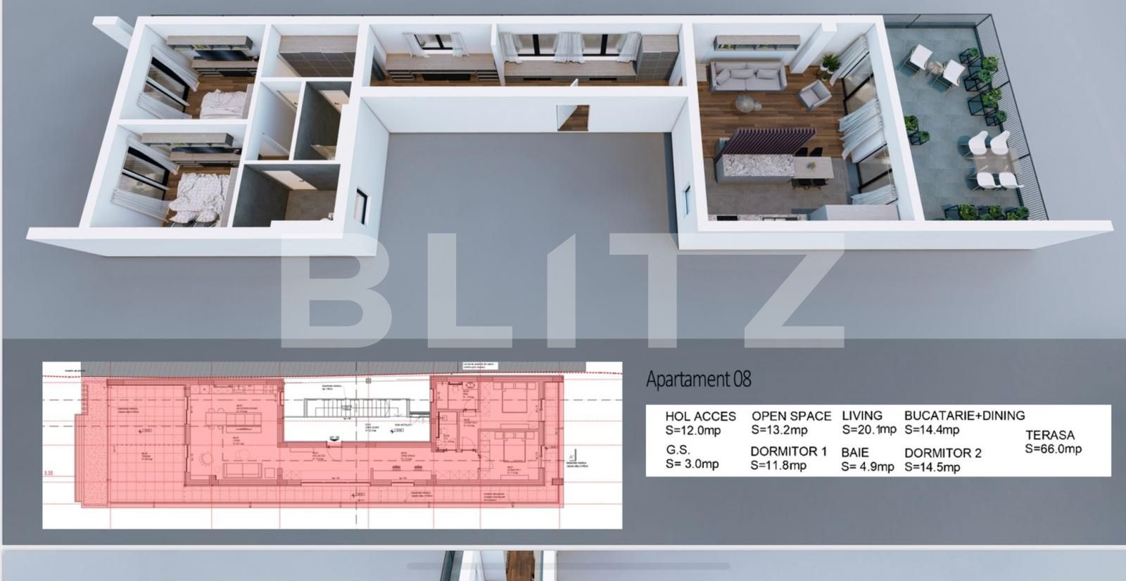 Penthouse 160 mp, zona Pod Constanta