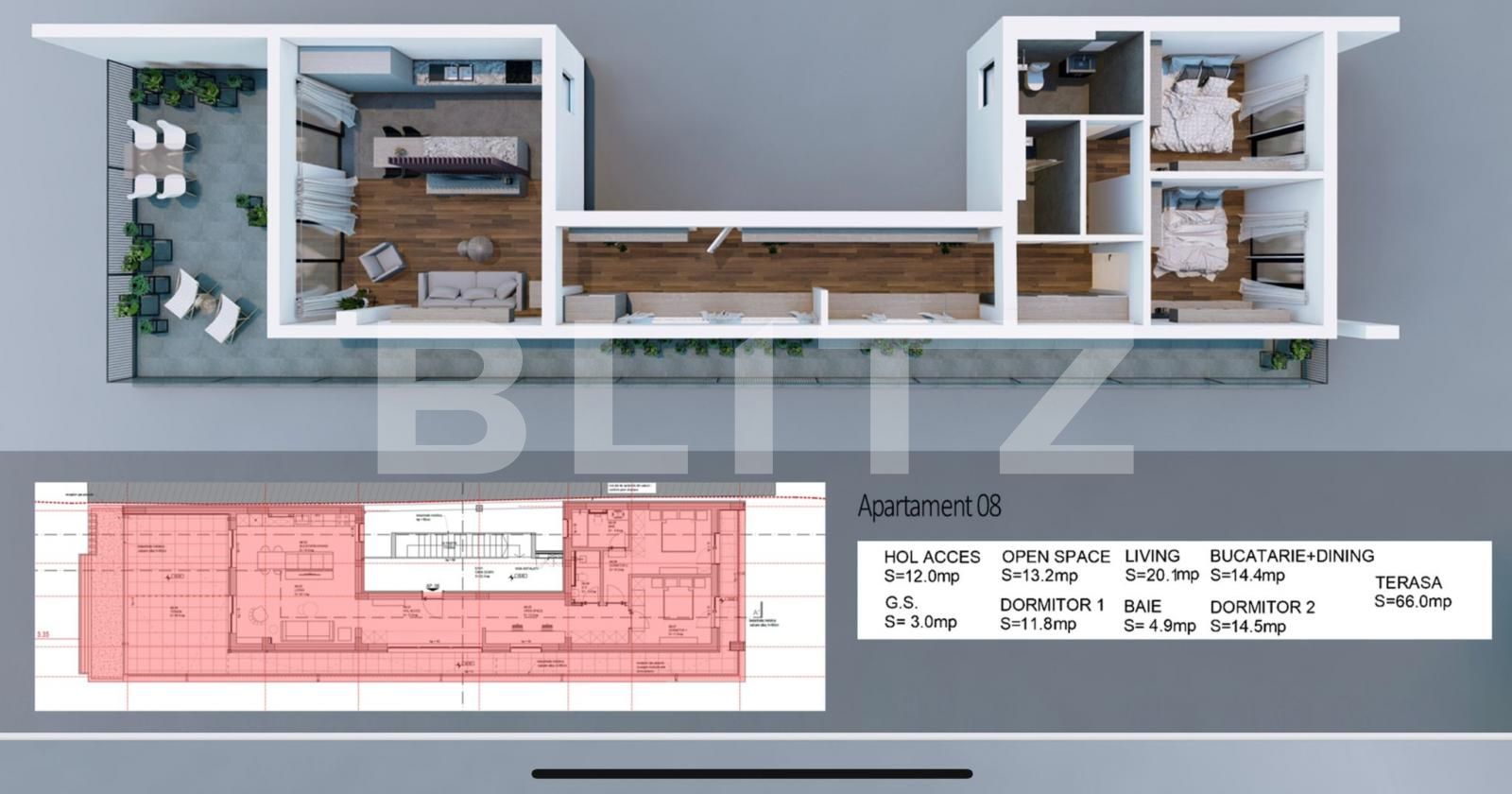 Penthouse 160 mp, zona Pod Constanta