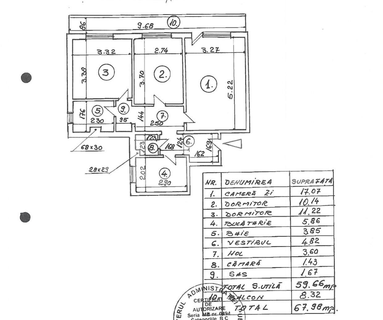 Apartament 3 camere, 68 mp, pret oportun, zona Constantin Brancoveanu!