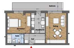 Apartament 2 camere, 68,97 mp, zona Pallady