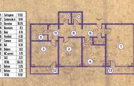 Apartament de 3 camere, 65 mp, centrala proprie, zona Dristor 