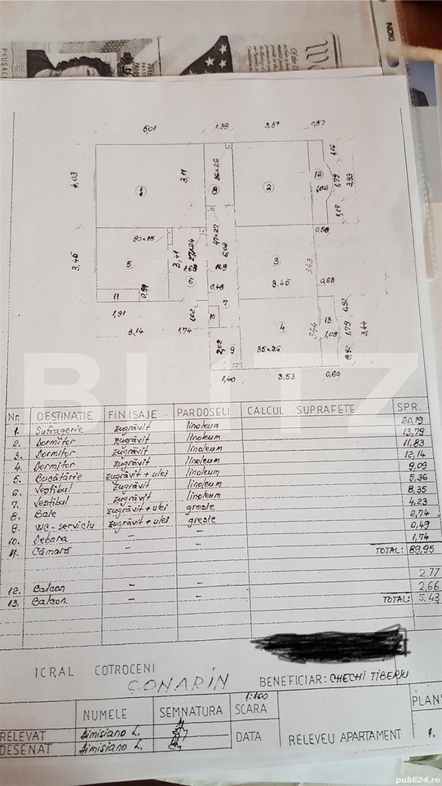 Apartament 4 camere, 90mp, 2 balcoane, Sebastian