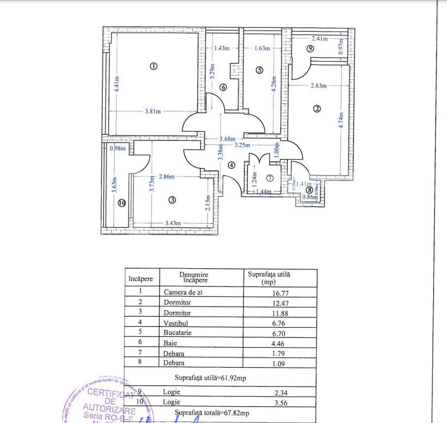 Apartament 3 camere, 67 mp, etaj intermediar, zona Tineretului 