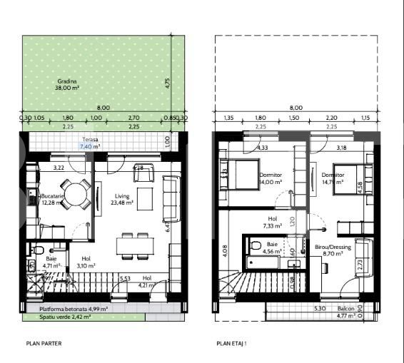 Vila 3 camere, 97 mp, gradina 47 mp, Pipera