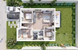 Vila pe parter, 4 camere, 110 mp, in Tunari