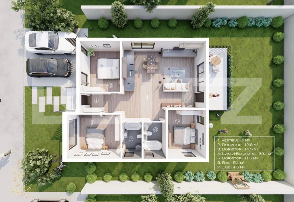 Vila pe parter, 4 camere, 110 mp, in Tunari