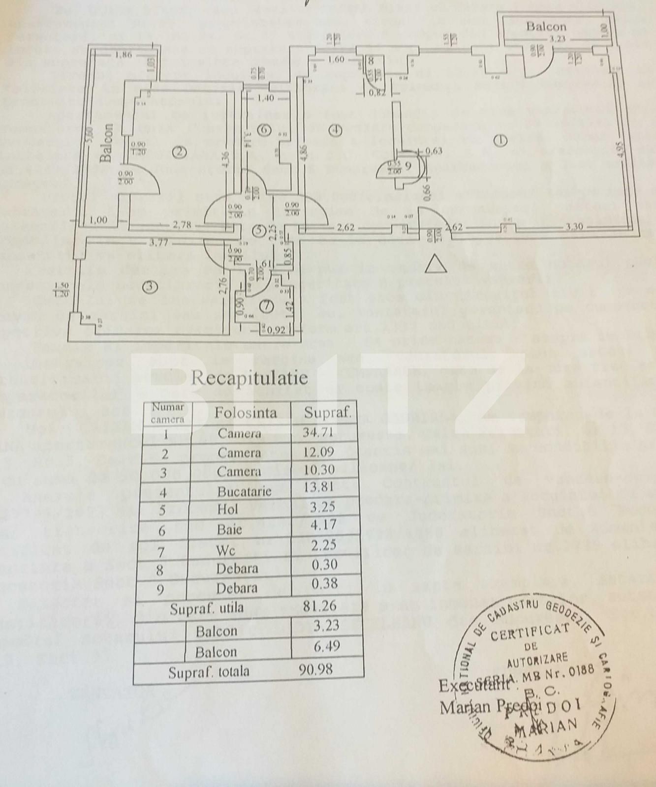Apartament 4 camere, 81 mp, 2 balcoane, zona Sebastian