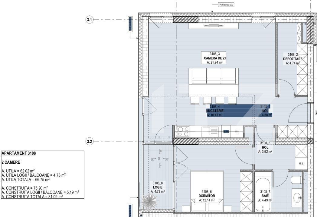 Apartament 2 camere, 62 mp, etaj intermediar, zona Herastrau