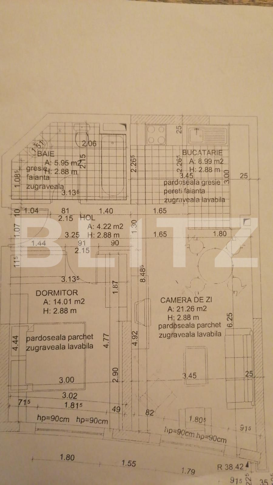 Apartament de 2 camere decomandat, 54 mp, zona Herastrau