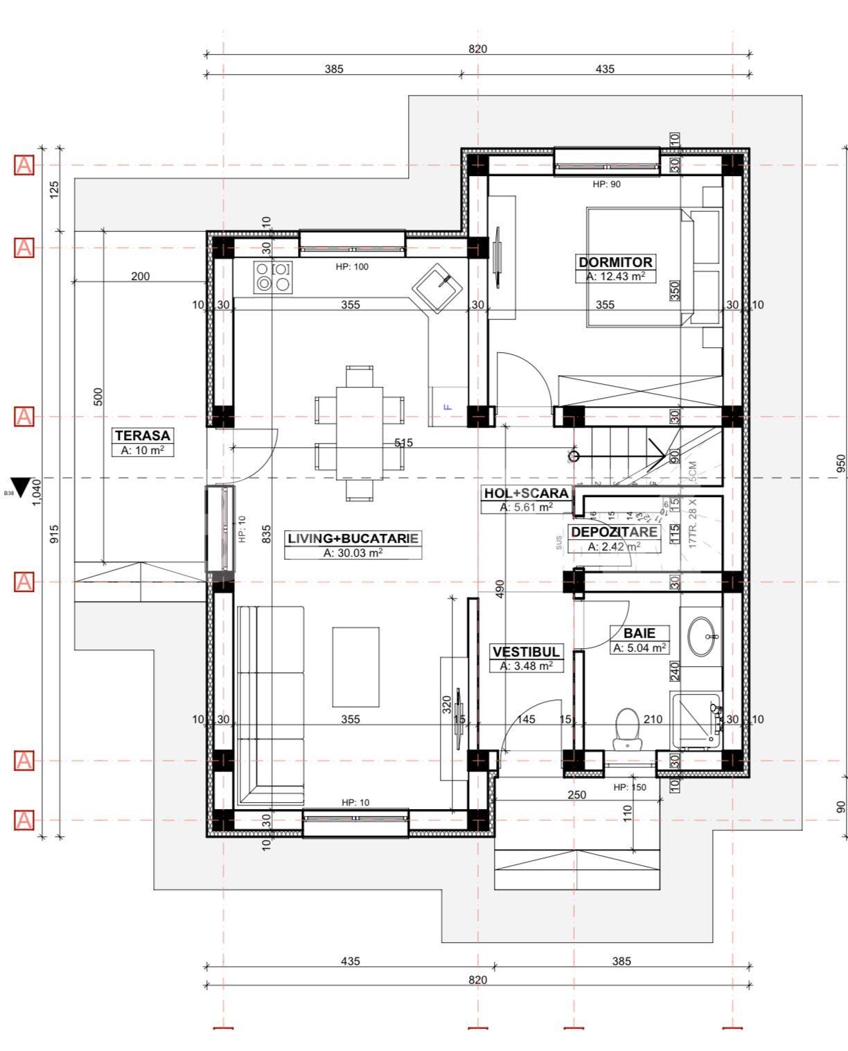 Casa la rosu, Branesti teren 615MP