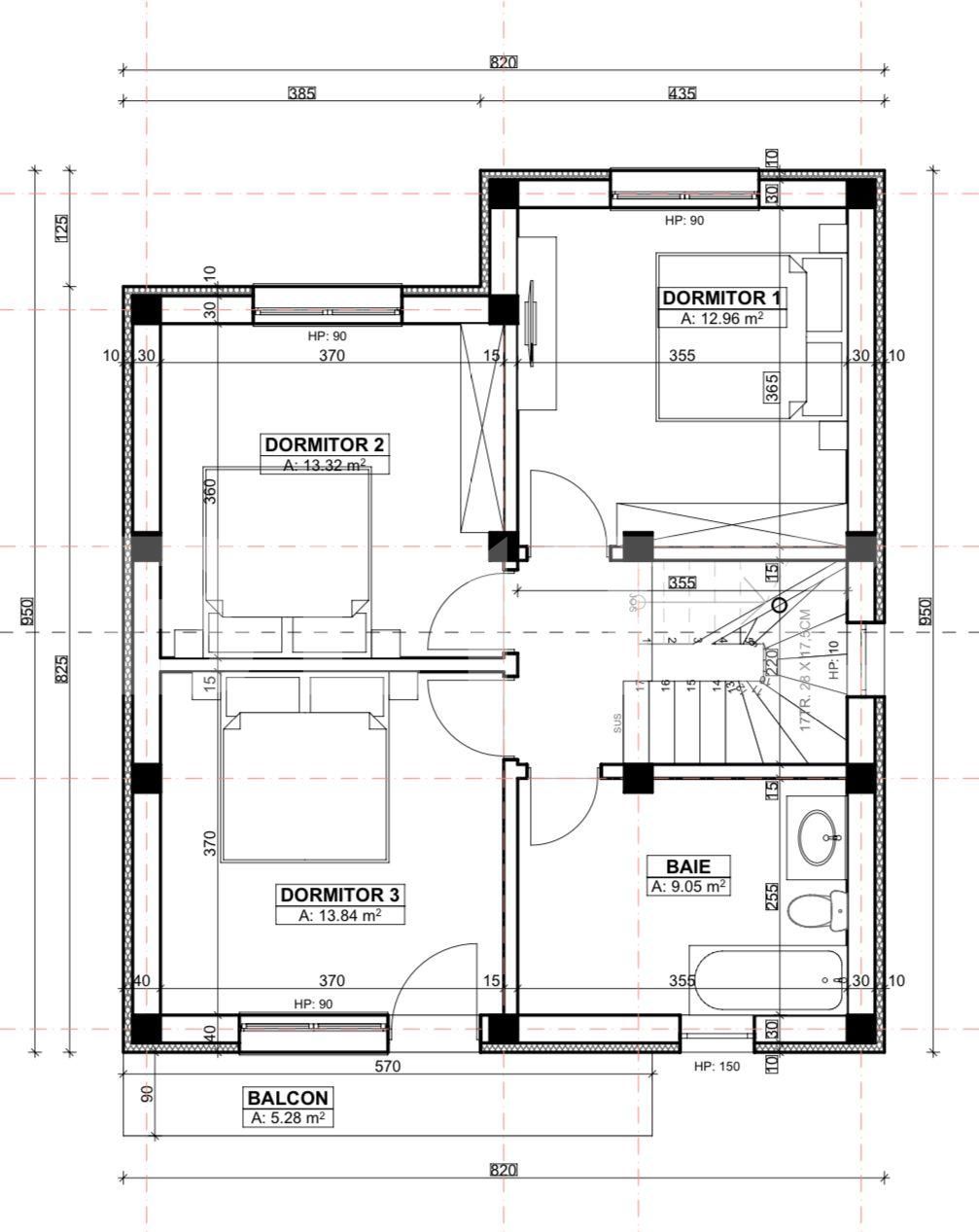 Casa la rosu, Branesti teren 615MP