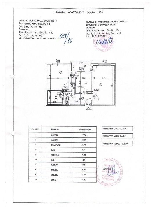 Apartament 2 camere, 47 mp, etaj intermediar, Dristor
