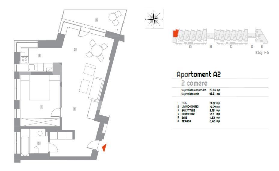 Apartament Lux, 2 camere, 56 mp, terasa 6,4 mp, zona Baneasa