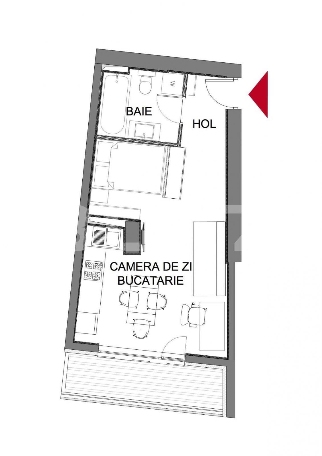 Garsoniera, 33mp, etaj intermediar, Dristor