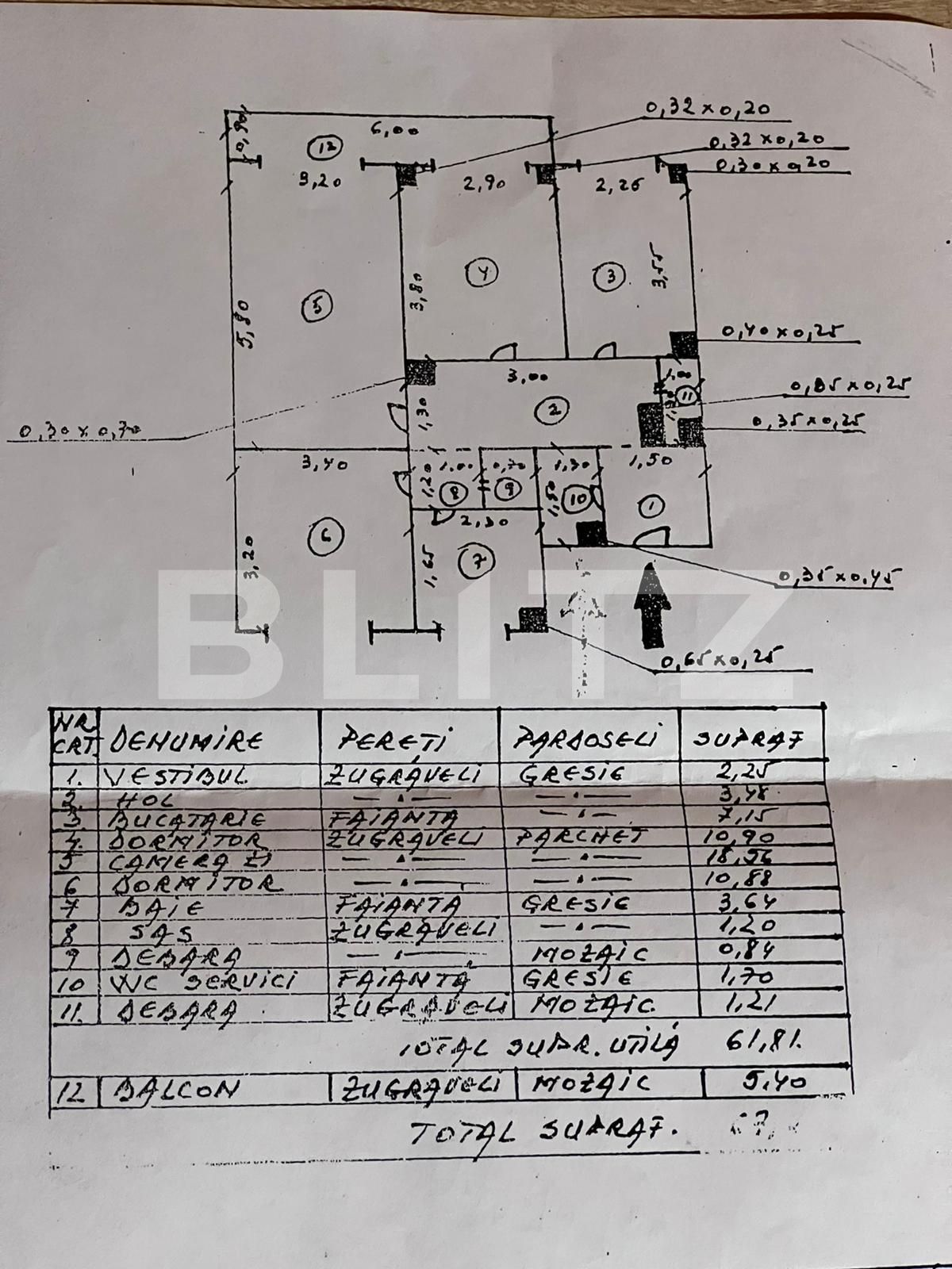 Apartament 3 camere, 61mp, decomandat, etaj intermediar, Dristor