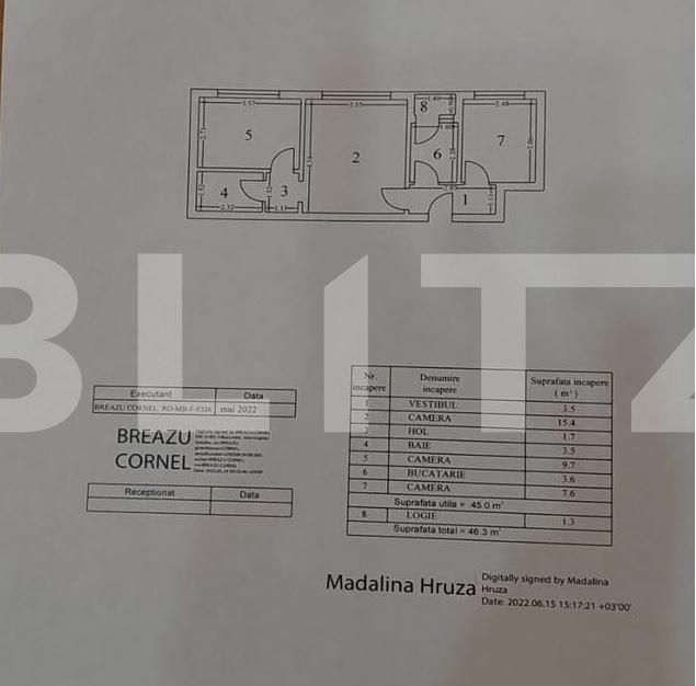 Apartament 3 camere, 46.30 mp, etaj intermediar, Berceni