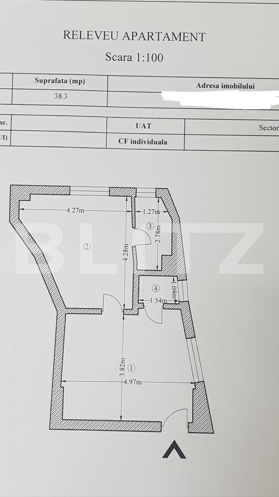 Apartament de 2 camere, 38 mp, Dristor