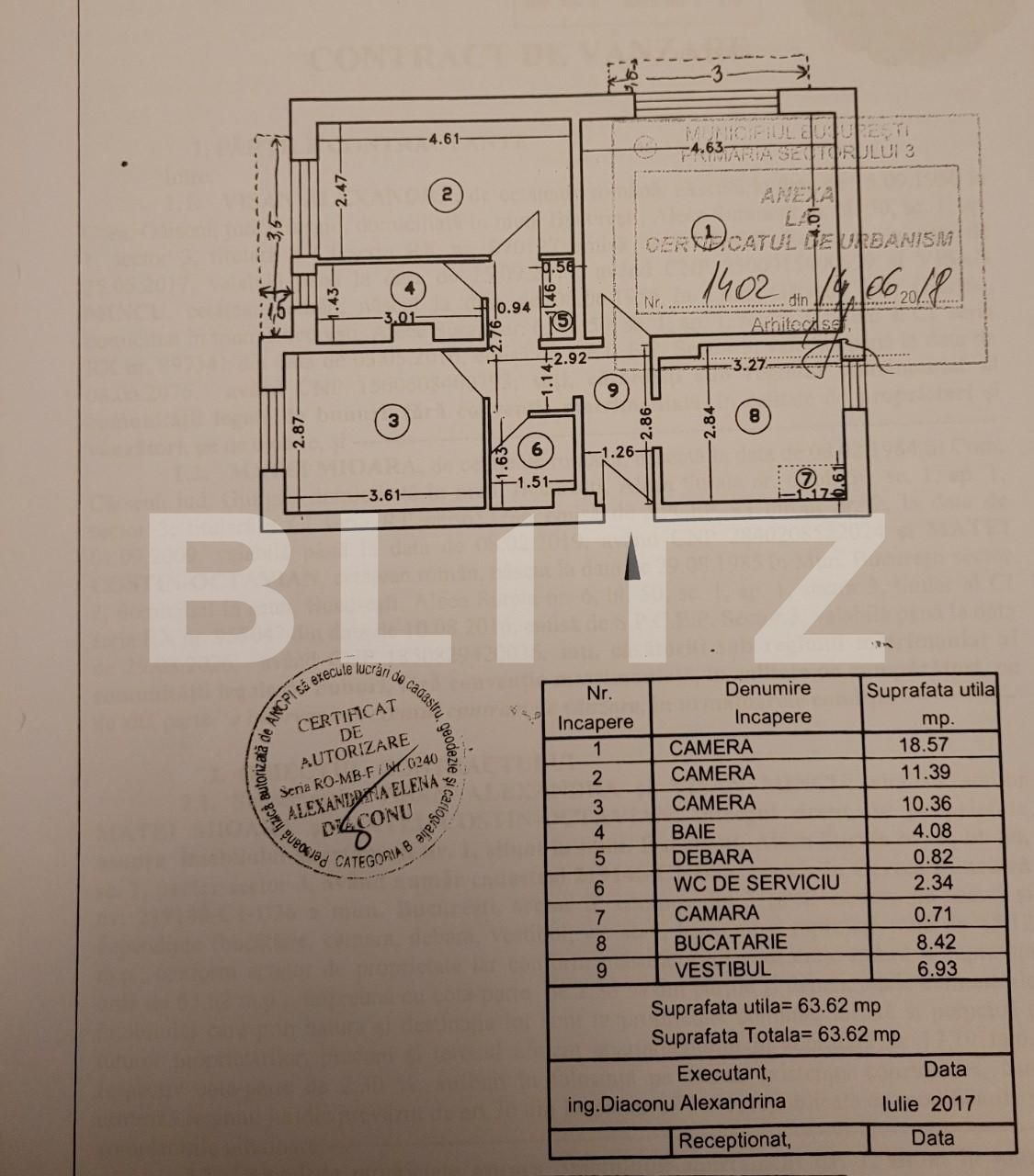 Apartament de 3 camere, decomandat, 64 mp, parter, Dristor