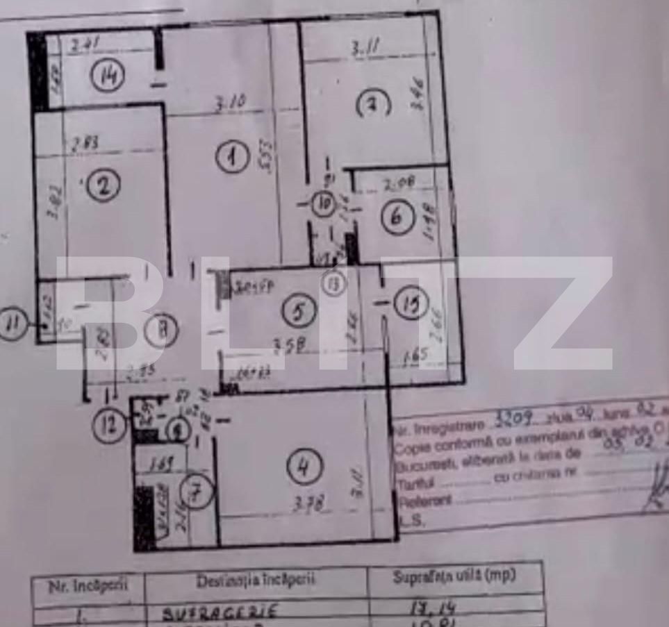 Apartament 4 camere, 81 mp, spatios, Tei