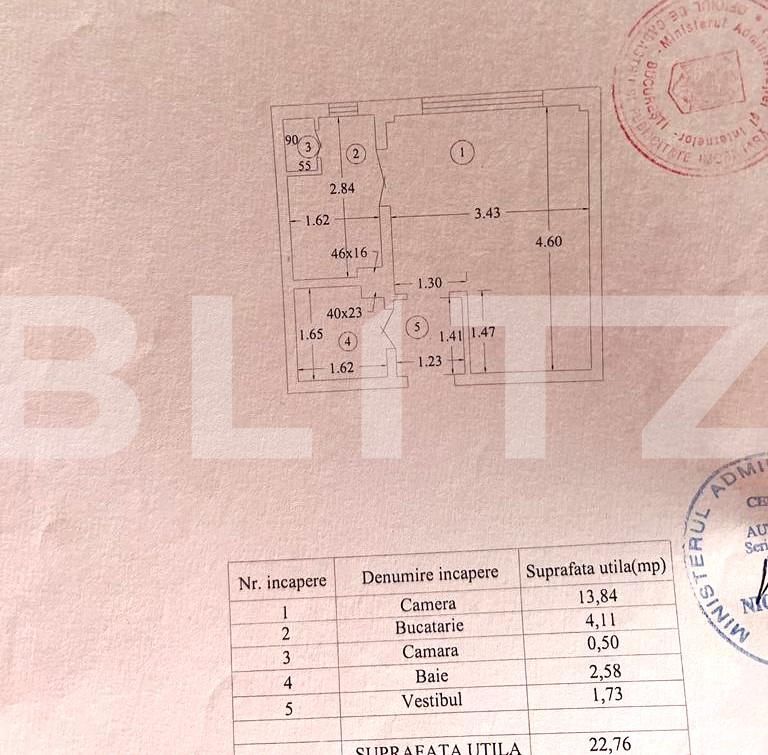 Garsoniera 25 mp, semidecomandata, etaj intermediar, Tei