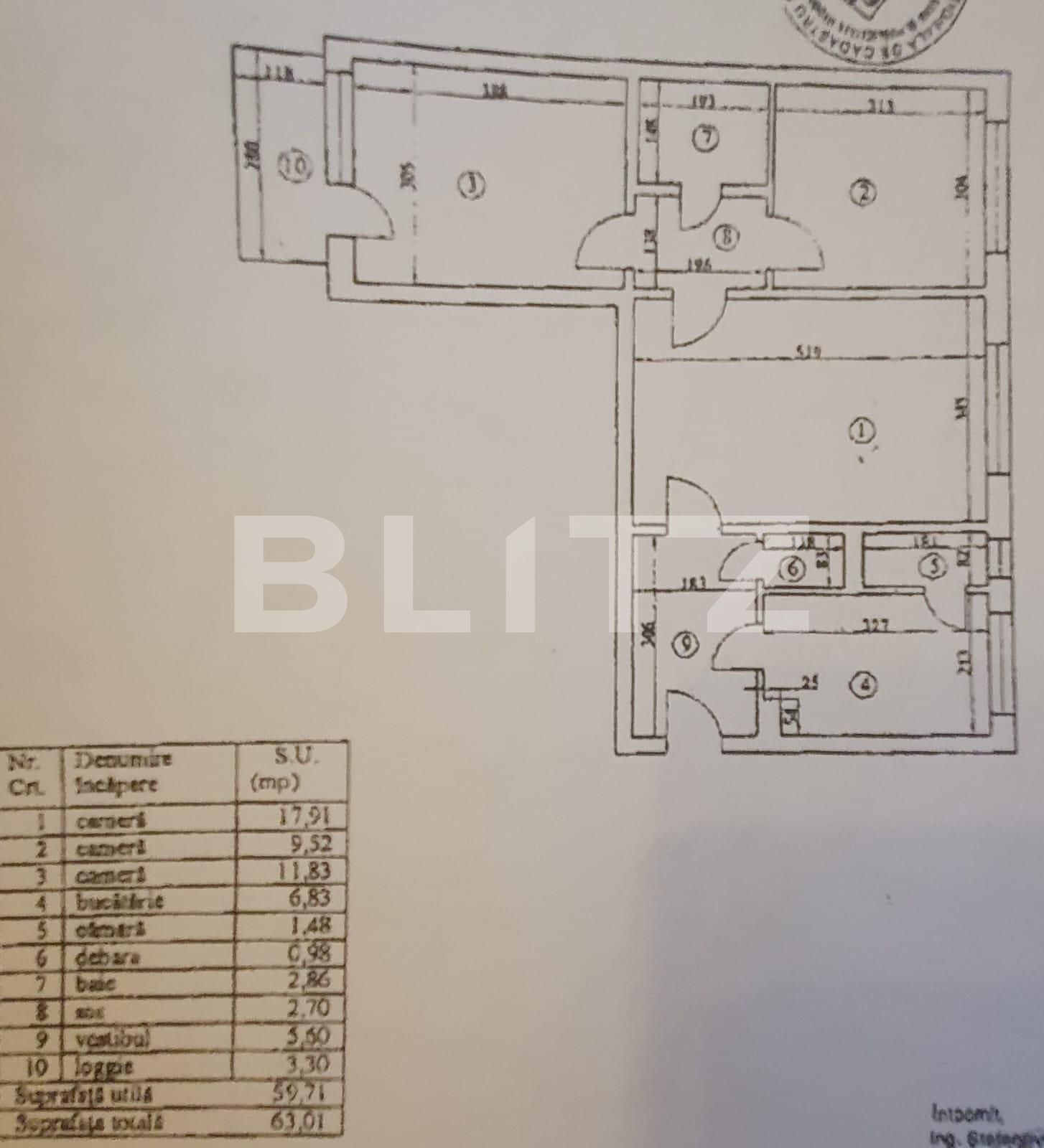 Apartament de 3 camere, 60 mp, etaj intermediar, Dristor