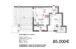 Apartament 2 camere, 54 mp, terasă 30 mp, zona Tunari