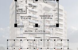 Garsoniera decomandata 46,35mp, cartier Rovine