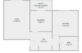 Apartament 2 camere, 53 mp, Rovine, zona Rond