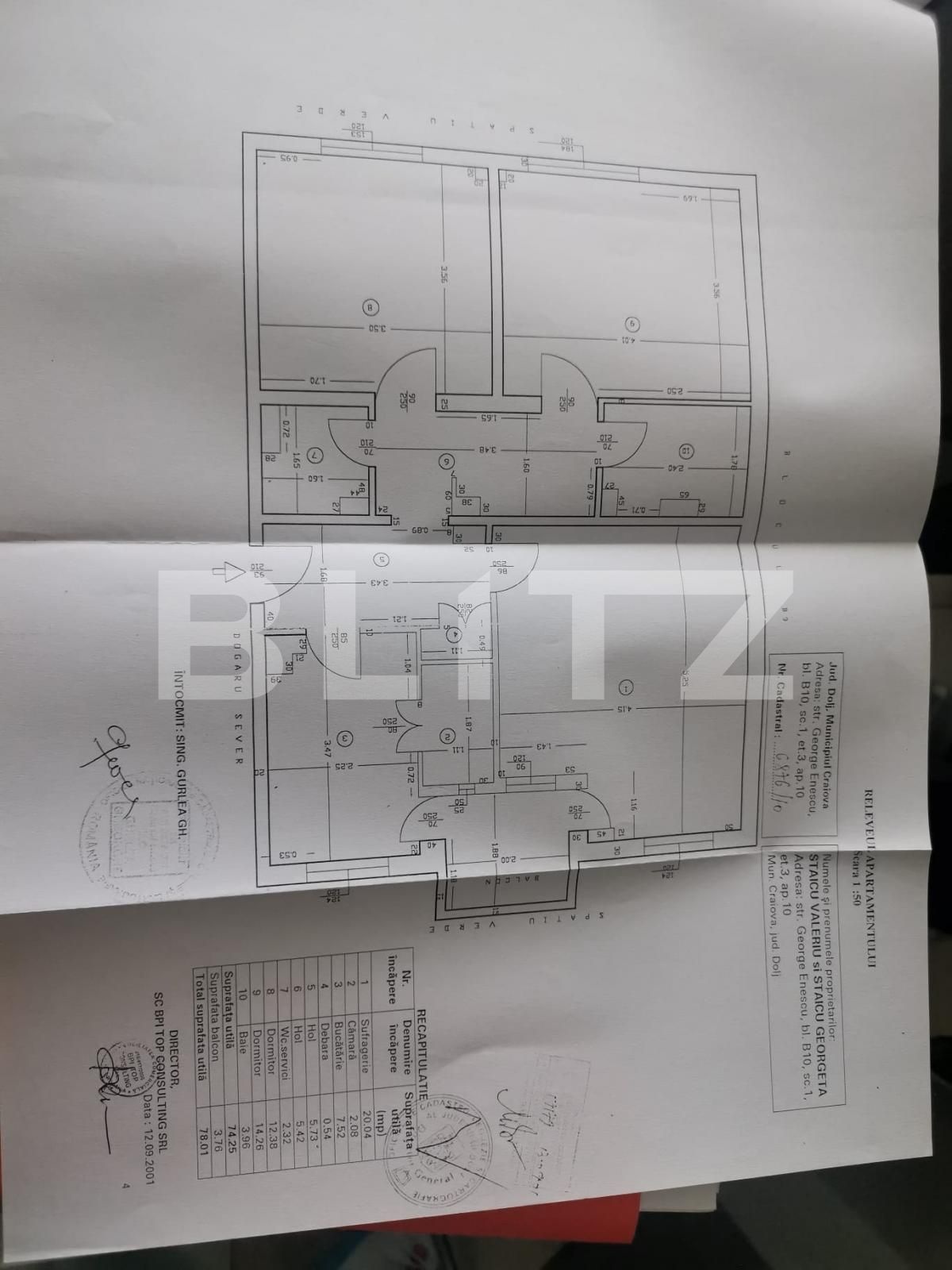 Apartament 3 camere decomandat, 78mp, George Enescu, zona liceu Chimie