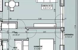 Apartament 2 camere tip studio, 59.88mp, parter, cartierul Brazda
