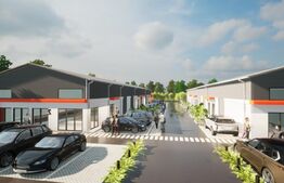 3 hale noi pe parter, 1.755 mp utili, teren 4.000 mp, zona Ghercești